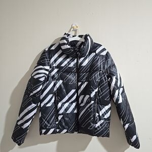 NWT SuperDry SportsStyle Statement Puffer Jacket Women US Size 10 EU 42 Black